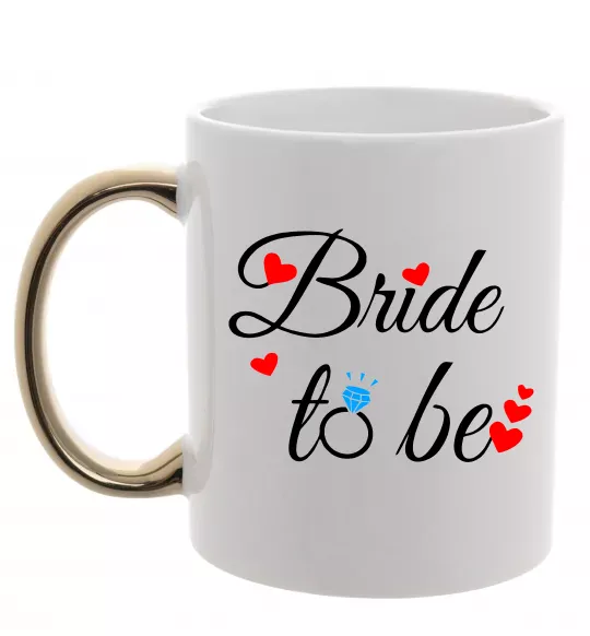 Чашка с цветной ручкой Bride to be hearts Золото фото