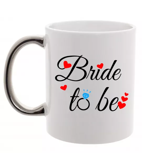 Чашка с цветной ручкой Bride to be hearts Серебро фото