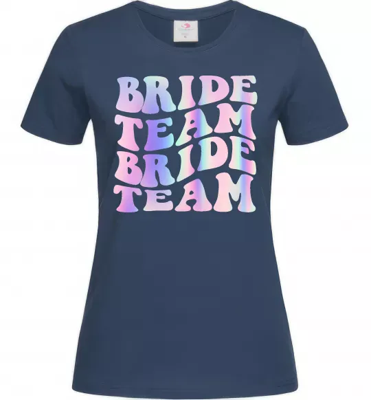 Жіноча футболка Bride team holographic Темно-синій фото