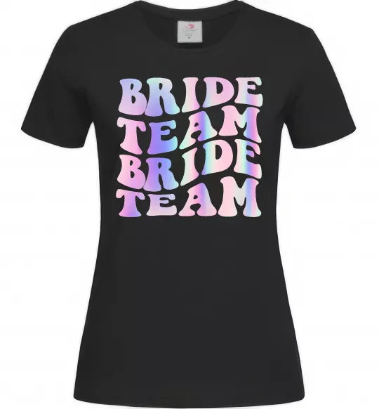 Жіноча футболка Bride team holographic Чорний фото