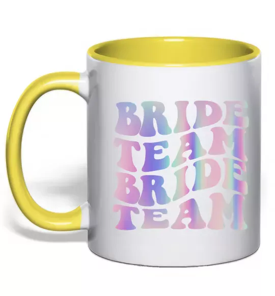Чашка з кольоровою ручкою Bride team holographic Сонячно жовтий фото