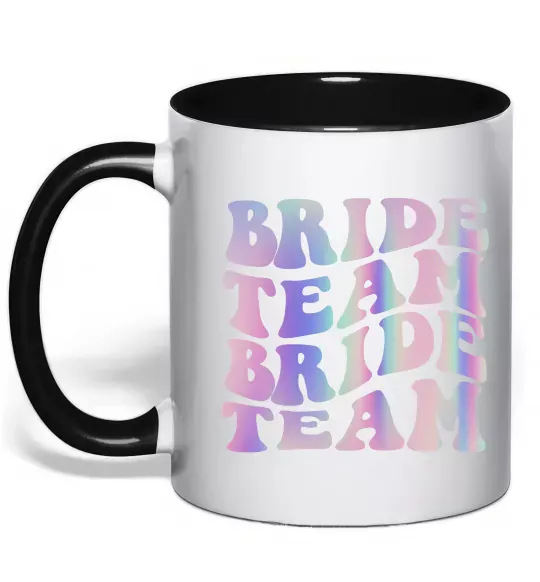 Чашка з кольоровою ручкою Bride team holographic Чорний фото