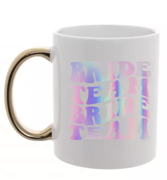 Чашка з кольоровою ручкою Bride team holographic Золото фото