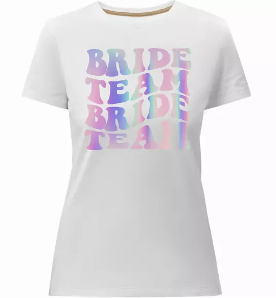 Жіноча преміум футболка Bride team holographic Білий фото