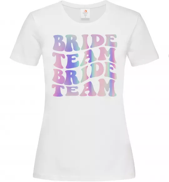 Жіноча футболка Bride team holographic Білий фото