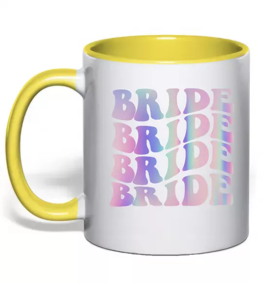 Чашка з кольоровою ручкою Bride holographic Сонячно жовтий фото