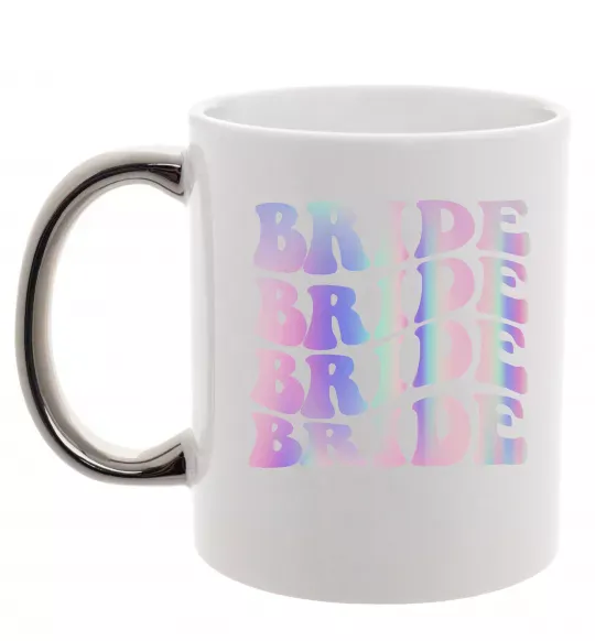 Чашка з кольоровою ручкою Bride holographic Срібло фото
