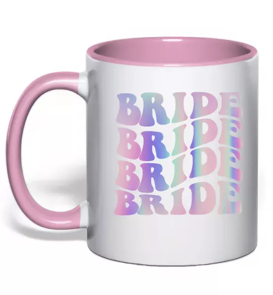 Чашка з кольоровою ручкою Bride holographic Ніжно рожевий фото