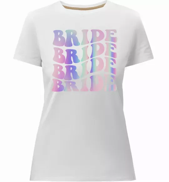 Женская премиум футболка Bride holographic Белый фото