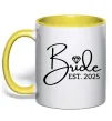 Чашка з кольоровою ручкою Bride est. date Сонячно жовтий фото