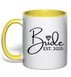 Чашка с цветной ручкой Bride est. date Лимонный фото