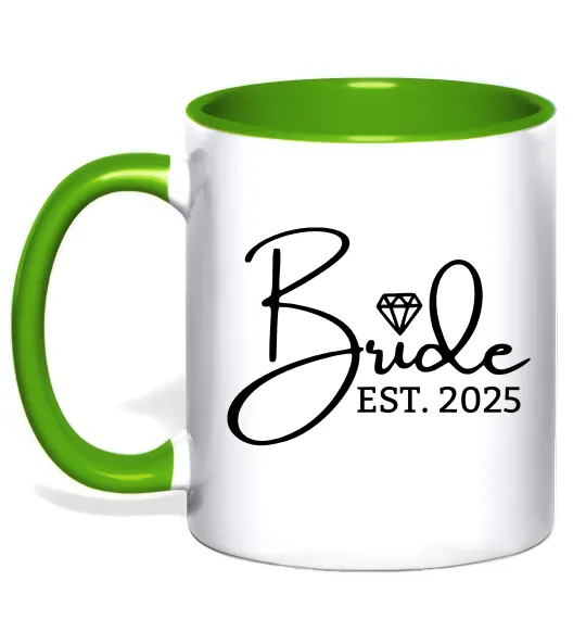 Чашка с цветной ручкой Bride est. date Лаймовый фото
