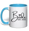 Чашка з кольоровою ручкою Bride est. date Блакитний фото