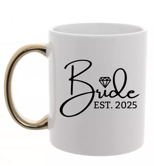 Чашка з кольоровою ручкою Bride est. date Золото фото