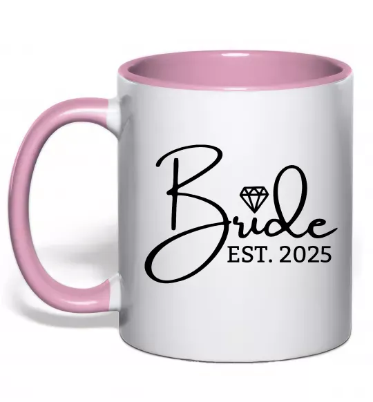 Чашка з кольоровою ручкою Bride est. date Ніжно рожевий фото