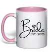 Чашка з кольоровою ручкою Bride est. date Ніжно рожевий фото