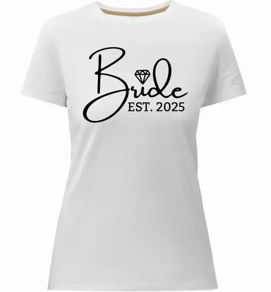 Жіноча преміум футболка Bride est. date Білий фото