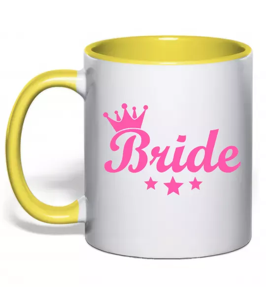Чашка з кольоровою ручкою Bride crown Сонячно жовтий фото