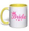 Чашка з кольоровою ручкою Bride crown Сонячно жовтий фото