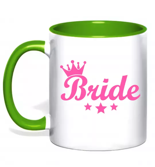 Чашка з кольоровою ручкою Bride crown Зелений фото
