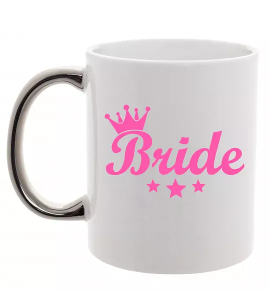 Чашка з кольоровою ручкою Bride crown Срібло фото
