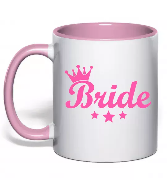Чашка з кольоровою ручкою Bride crown Ніжно рожевий фото