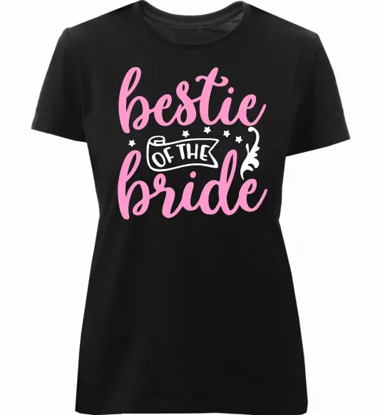 Жіноча преміум футболка Bestie of the bride Чорний фото