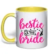 Чашка з кольоровою ручкою Bestie of the bride Сонячно жовтий фото