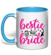 Чашка з кольоровою ручкою Bestie of the bride Блакитний фото