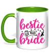 Чашка з кольоровою ручкою Bestie of the bride Зелений фото