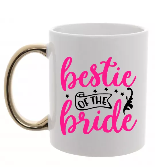 Чашка з кольоровою ручкою Bestie of the bride Золото фото