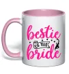 Чашка з кольоровою ручкою Bestie of the bride Ніжно рожевий фото