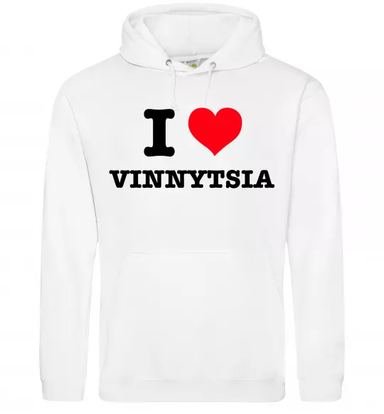 Мужская толстовка (худи) I love Vinnytsia Белый фото