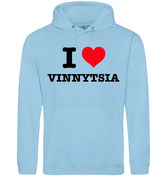 Мужская толстовка (худи) I love Vinnytsia Голубой фото