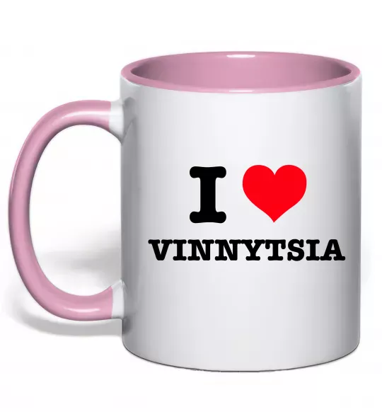 Чашка с цветной ручкой I love Vinnytsia Нежно розовый фото