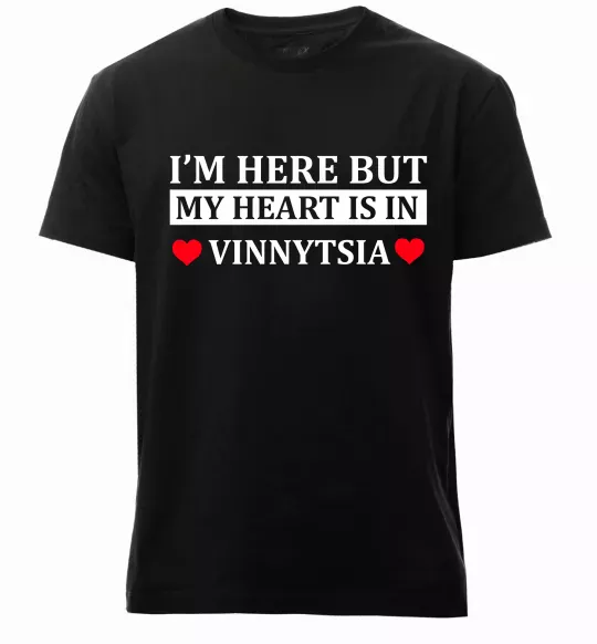 Мужская премиум футболка My heart in Vinnytsia Черный фото