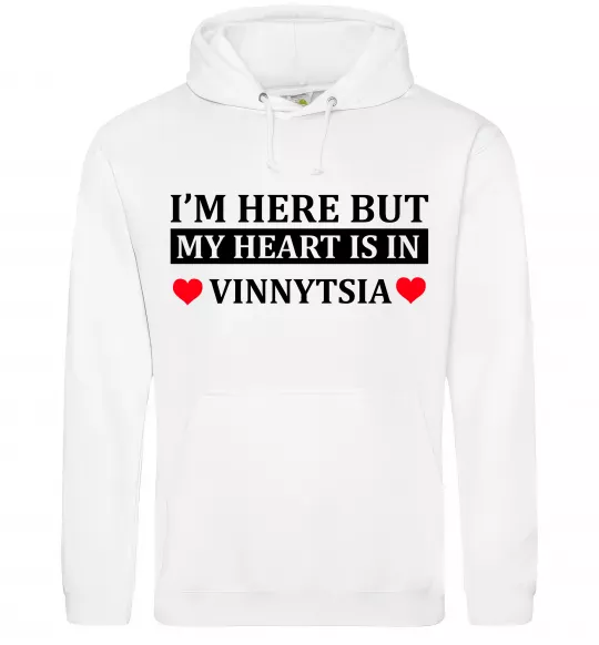 Мужская толстовка (худи) My heart in Vinnytsia Белый фото
