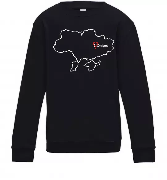 Детский Свитшот Дніпро карта Черный фото