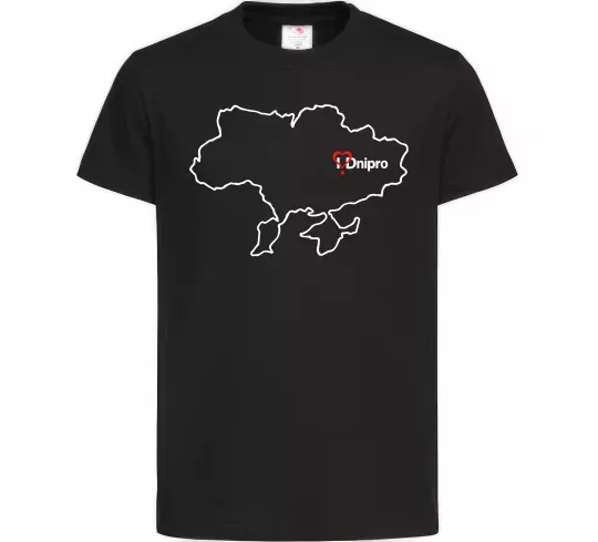 Дитяча футболка Дніпро карта Чорний фото