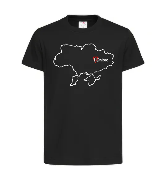 Детская футболка Дніпро карта Черный фото