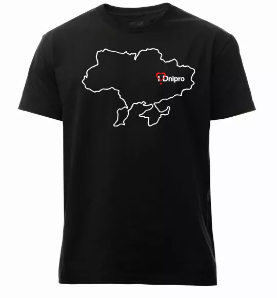 Мужская премиум футболка Дніпро карта Черный фото