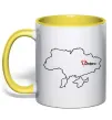Чашка с цветной ручкой Дніпро карта Солнечно желтый фото