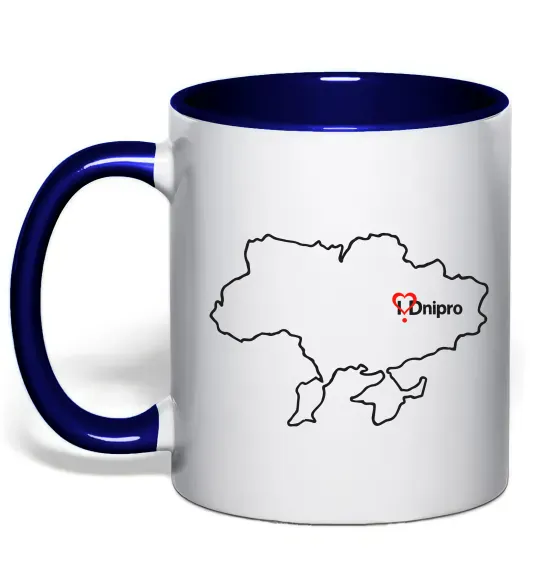 Чашка с цветной ручкой Дніпро карта Глубокий темно-синий фото