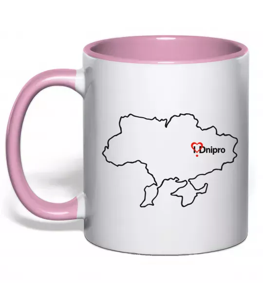Чашка с цветной ручкой Дніпро карта Нежно розовый фото