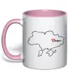 Чашка с цветной ручкой Дніпро карта Нежно розовый фото