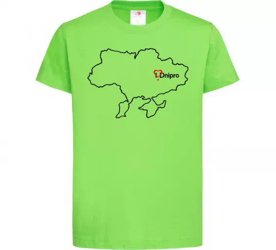 Дитяча футболка Дніпро карта Лаймовий фото