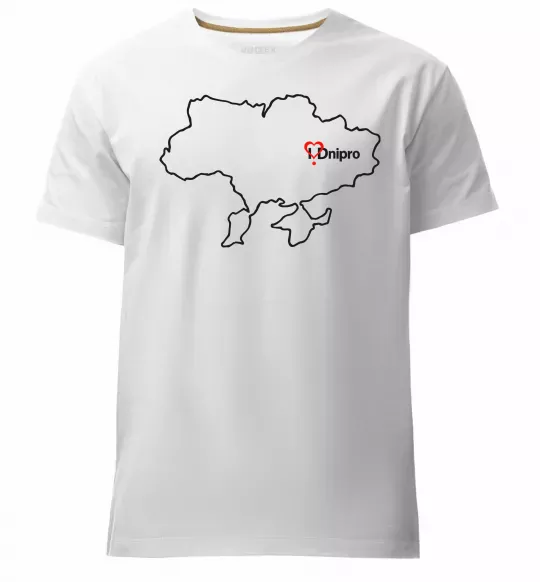 Мужская премиум футболка Дніпро карта Белый фото