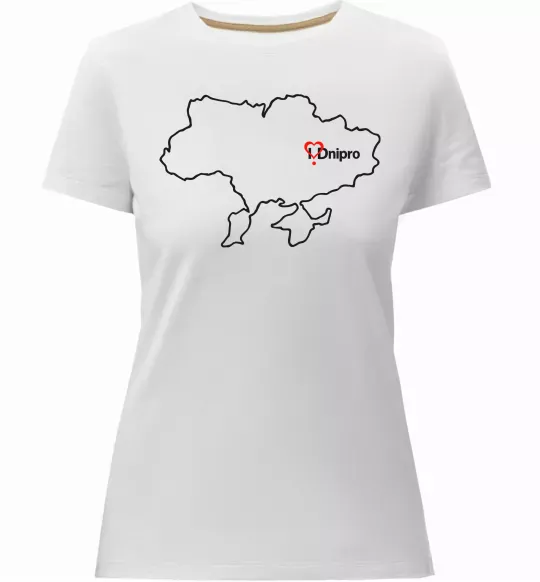 Женская премиум футболка Дніпро карта Белый фото