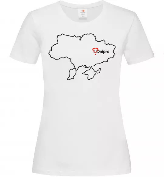 Женская футболка Дніпро карта Белый фото
