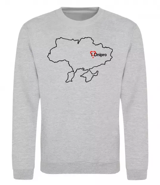 Свитшот Дніпро карта Серый меланж фото